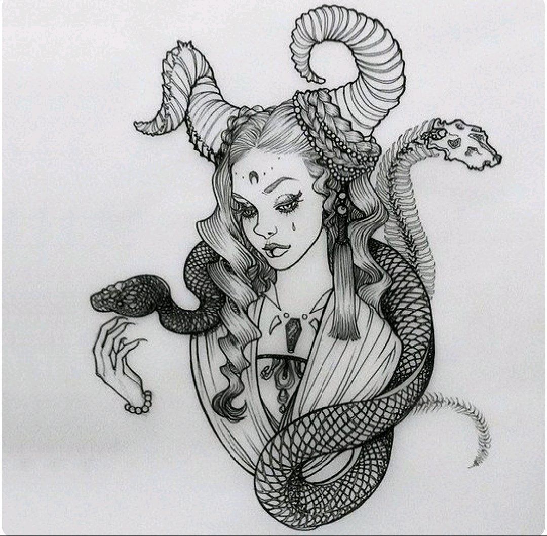 Девушка со змеей эскиз