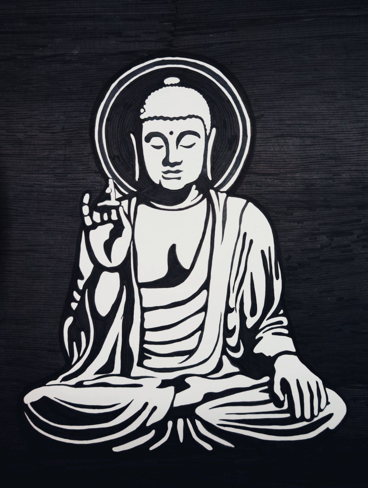 Будда Гаутама Шакьямуни чёрно белая